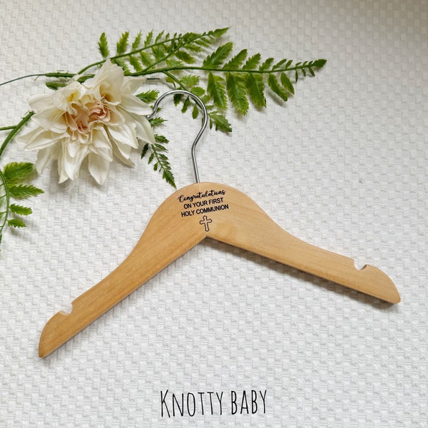 First holy communion hanger; Holy Communion gift; Christening gift; Personalised Children’s Hanger; Children’s Hanger; Wooden Hanger