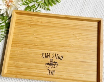 Personalised custom bamboo building block tray, preschool gift, personalised tray, craft tray,  Christmas gift, toy tray