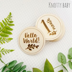 Disques en bois Baby Milestone, accessoires photo, carte photo, cadeau de bébé, cartes d'étape personnalisées, nouvel accessoire de bébé, ensemble d'étape, disques d'étape