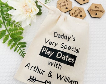 Gepersonaliseerde papa's / mummies zeer speciale speeldatum schijftas, vaderdagcadeau, papacadeaus, papacadeau, gepersonaliseerd cadeau voor hem, menscadeau