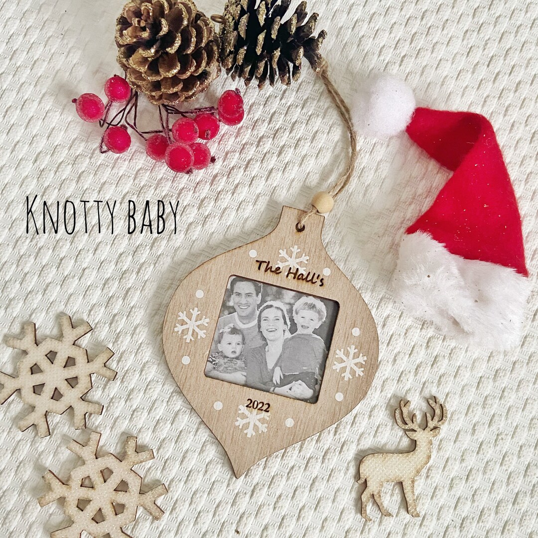 Personalised Christmas Tree Photo Frame Decoration, Personalised Bauble