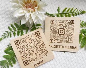 Business QR Code disc, Business Stationary, Small business, Photo prop, Business Photography, Laser Engraved, Wooden Logo Disc