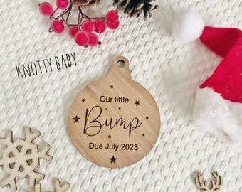 Personalised bump Christmas tree decoration, personalised bauble, stocking filler, pregnancy announcement, baby bump, pregnant at Christmas