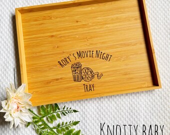Personalised custom bamboo movie snacks serving tray, personalised tray, serving tray, Christmas gift, film night, movie night, date night