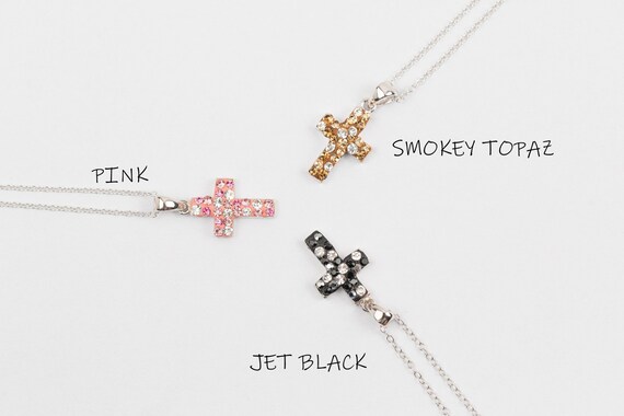 Dainty Cross Necklace - Smokey Topaz Dainty Cross Necklace - Smokey Topaz