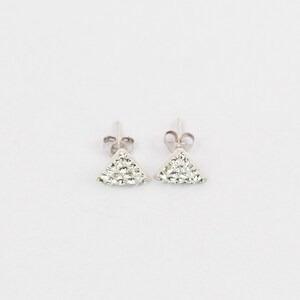 Crystal Triangle Pave Sterling Silver Stud Earrings