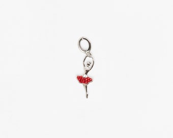 Ballerina in Pirouette Pose Crystal Sterling Silver Charm, Ballerina Charm, Ballet Charm, Ballet Jewelry, Kids Accessories, Gift For Her