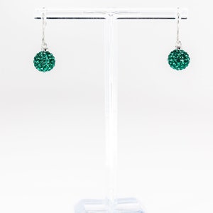 Green Ornament Drop Crystal Sterling Silver Earrings