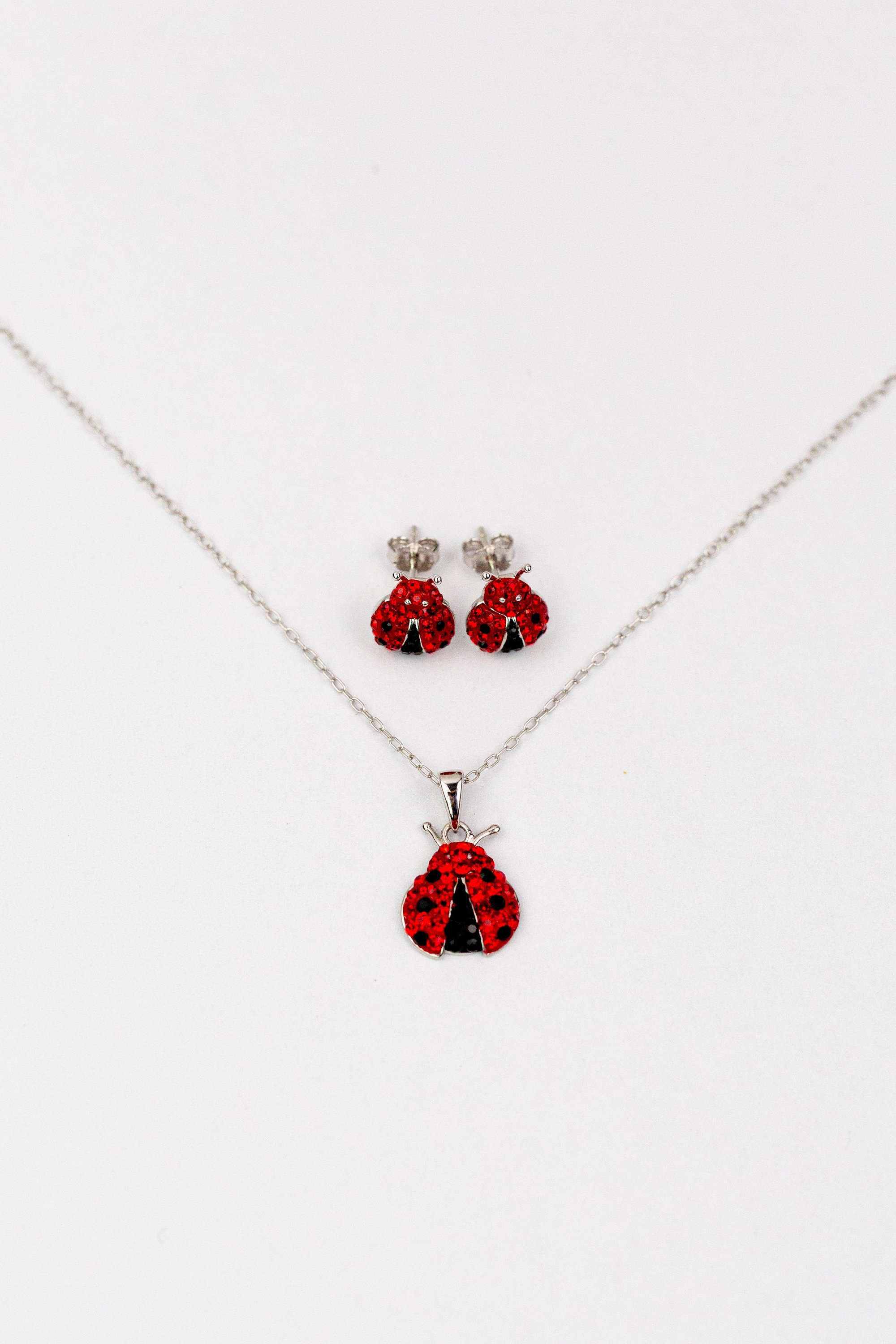 Red Crystal Ladybug Necklace Ladybug Pendant Novelty Etsy