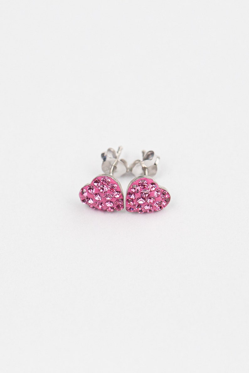 Small Pave Heart Stud Earrings