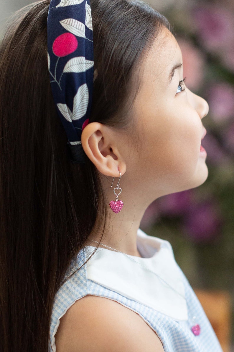 Valentine/'s Gift Gift For Her Double Heart Sterling Silver Earrings All Over Pave Pink Heart Jewelry Sister Gift