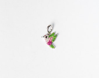 JewelsObsession Sterling Silver 22mm Hummingbird Charm w/Lobster Clasp JewelsObsession Sterling Silver 22mm Hummingbird Charm w/Lobster Clasp