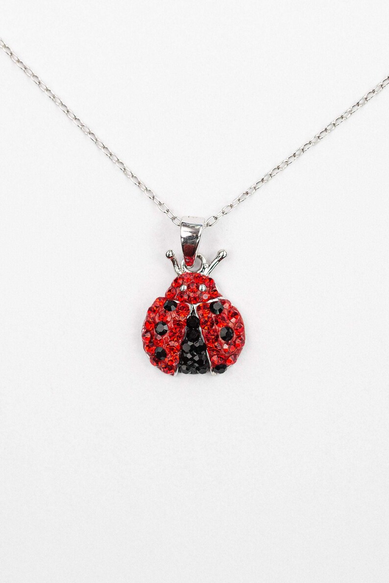 Red Crystal Ladybug Necklace Ladybug Pendant Novelty Etsy