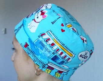 Dogs Scrub cap , nurse cap, dogs surgery cap, french cap, vet cap, dentist cap, surgical cap, chemo hat, nurse charm, medical charm