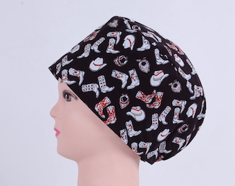 Cowboy scrub cap, Boots scrub cap, euro scrub cap, boots and hats scrub cap, cowboy hat