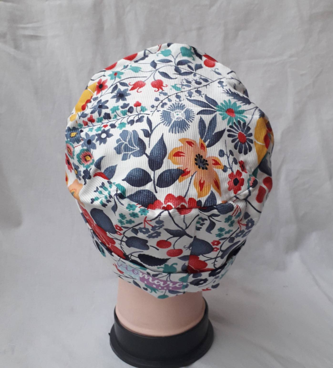 Cuffia Per Infermieri Scrub Cap Con Fiori Di Ciliegio - 100% Cotone, Regolabile, Fatto A Mano