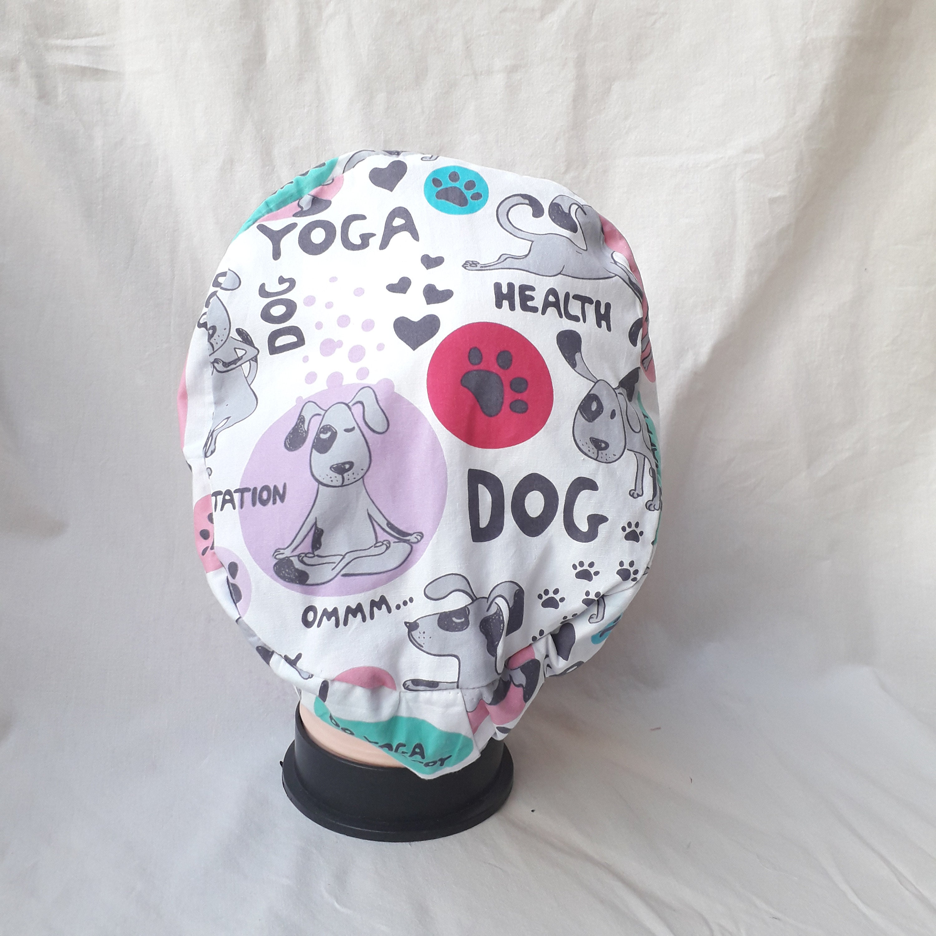 cotton Yoga Scrub Cap, Yoga Cap, Yoga Hat, Dogs Scrub Cap, Nurse