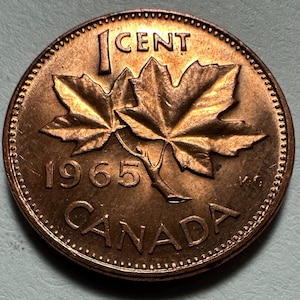 1965 Canadá Pequeño centavo Un centavo Sin circular Hermoso brillo