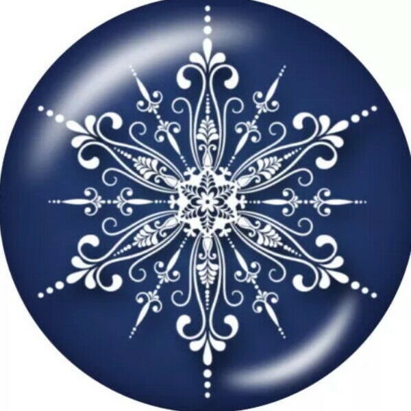 Merry Christmas Winter Snowflake Blue Glass 20mm Snap Charm for Ginger Snaps