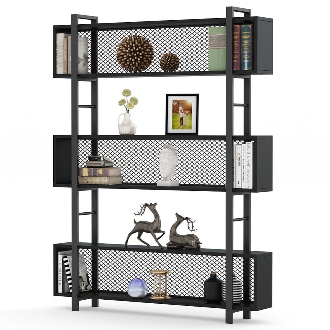 5Shelf Bookshelf with Metal Wire Vintage Industrial Bookcase Etsy