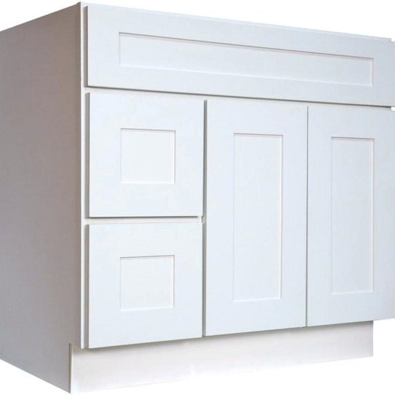 White Shaker Solid Wood Single Sink Bathroom Vanity Base Cabinet 36 Wide X 21 Deep White Shaker Solid Wood Single Sink, 21 Inch Vanity Base