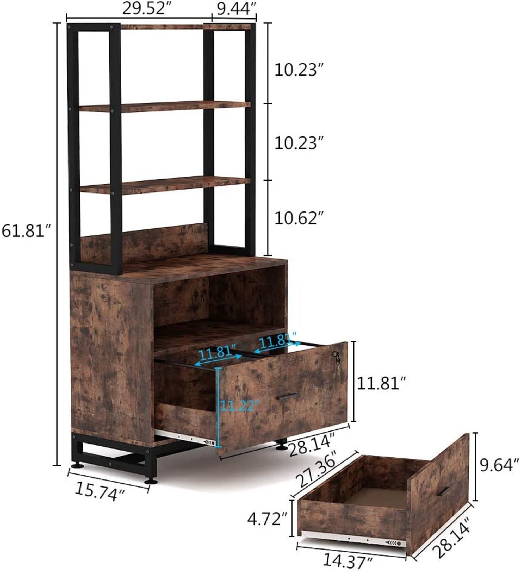 2 cajón vertical archivador con cerradura &estantería tamaño | Etsy