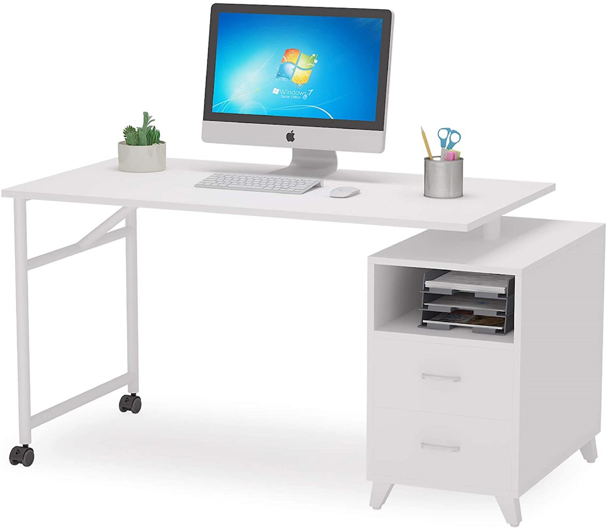 360 degrees Rotating Office Desk with Drawers Reversible Etsy