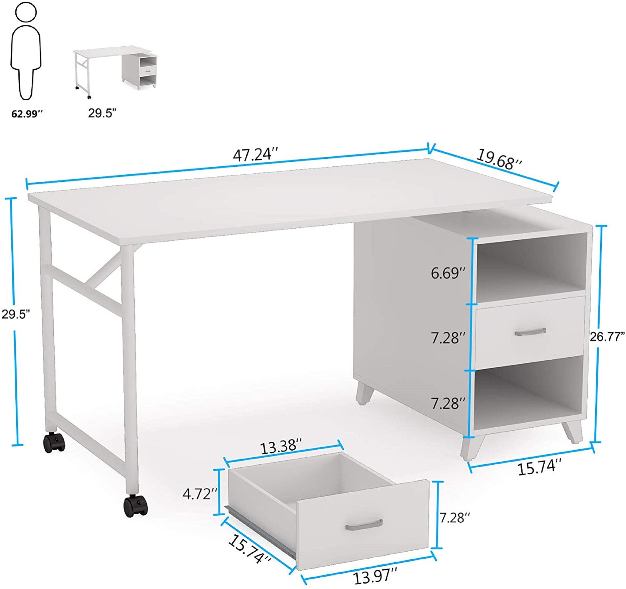 360 degrees Rotating Office Desk with Drawers Reversible Etsy
