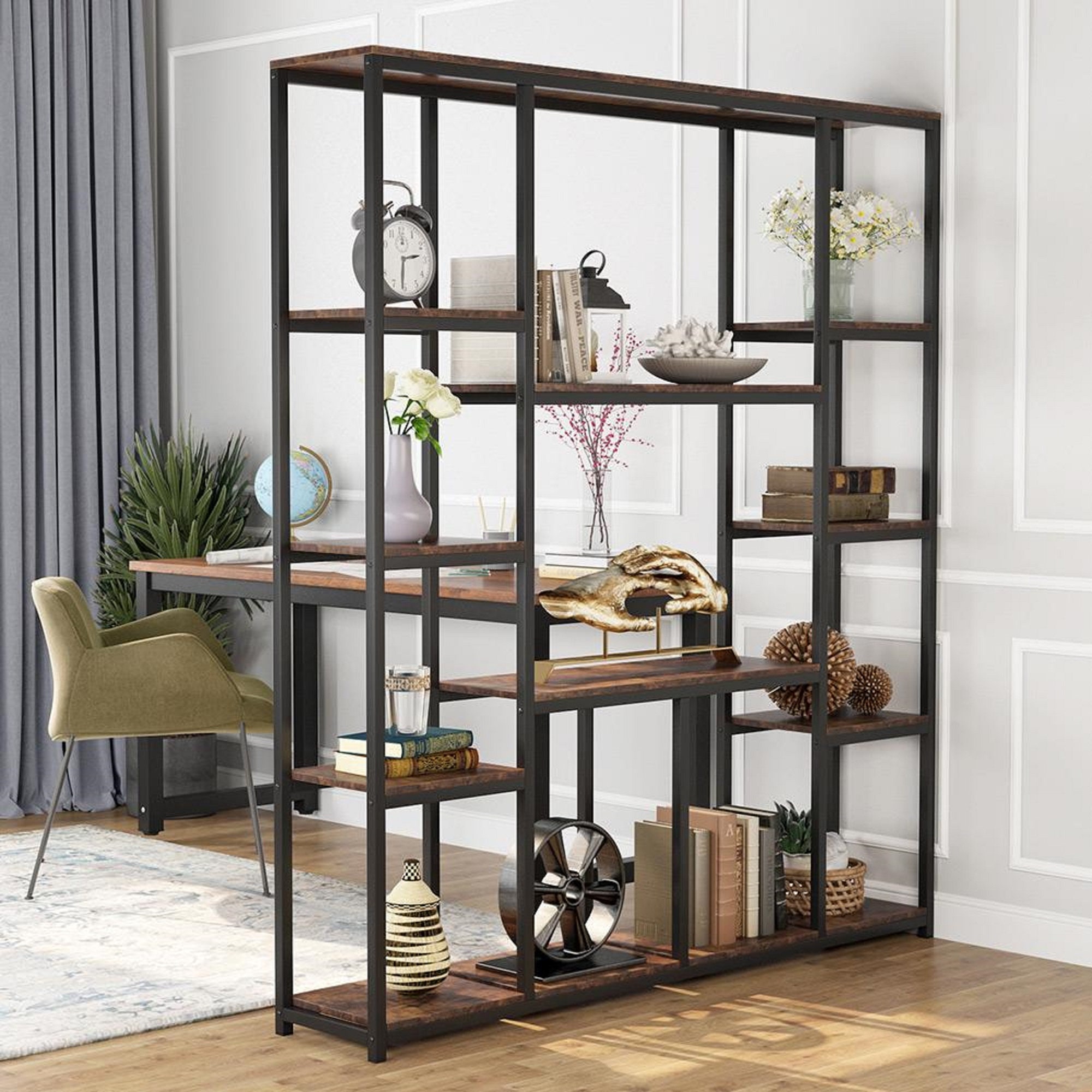 Bookshelf Industrial 12Open Shelf Etagere Bookcase Etsy