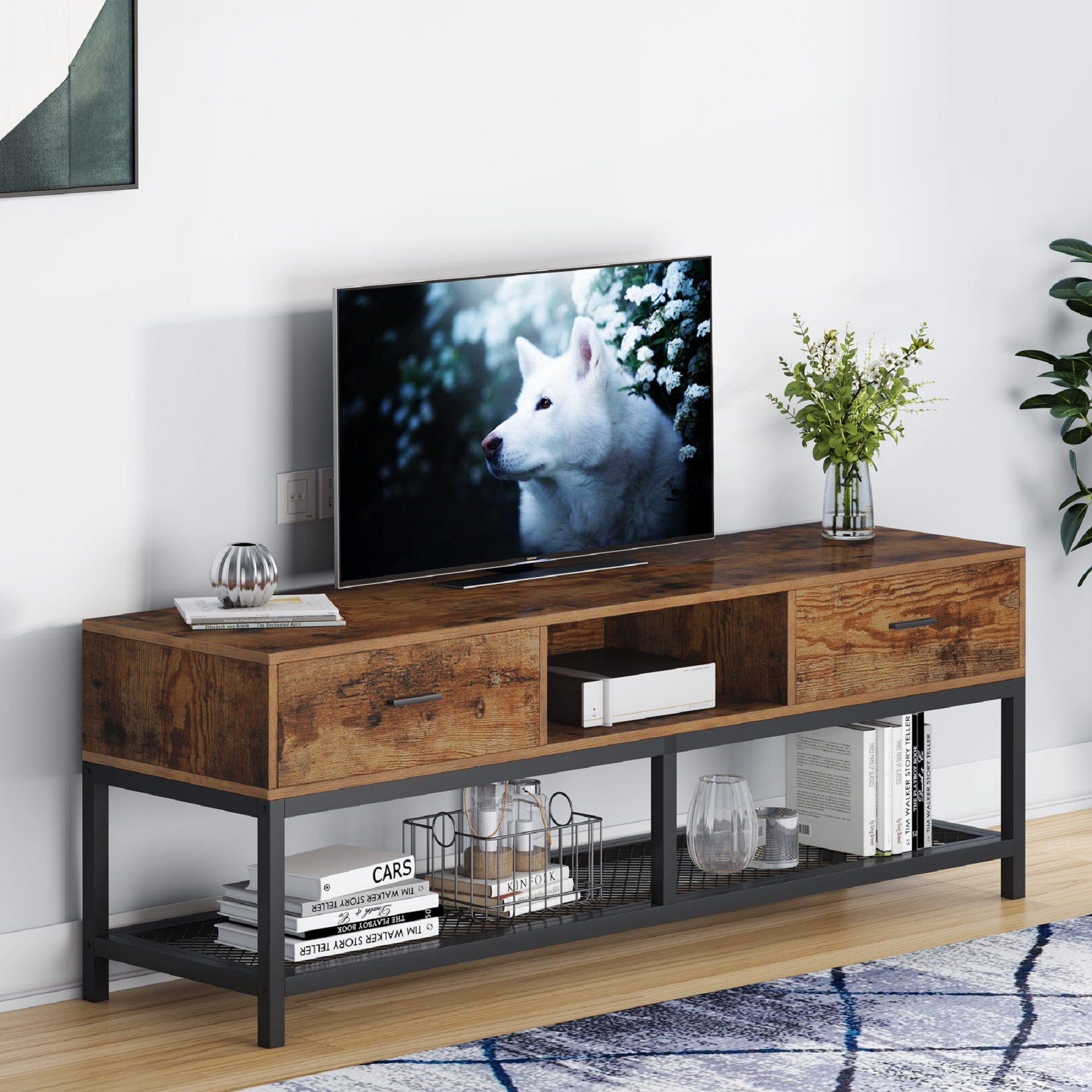 Soporte de soporte de TV industrial con mesa de consola de | Etsy