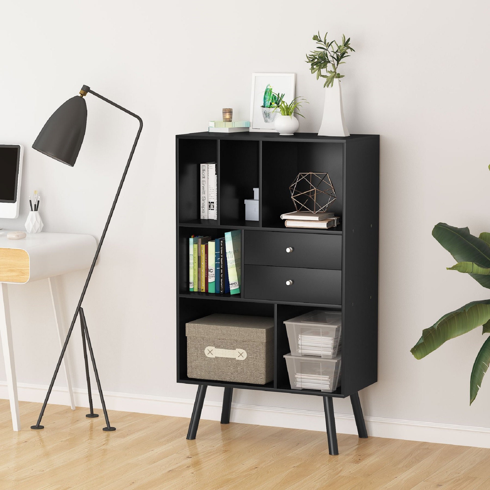 Librería moderna de mediados de siglo armario de | Etsy