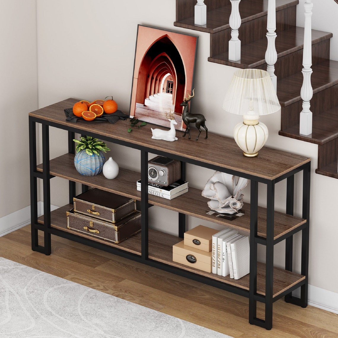 Console Tables for Hallway Rustic Sofa Table with 3 Shelves | Etsy