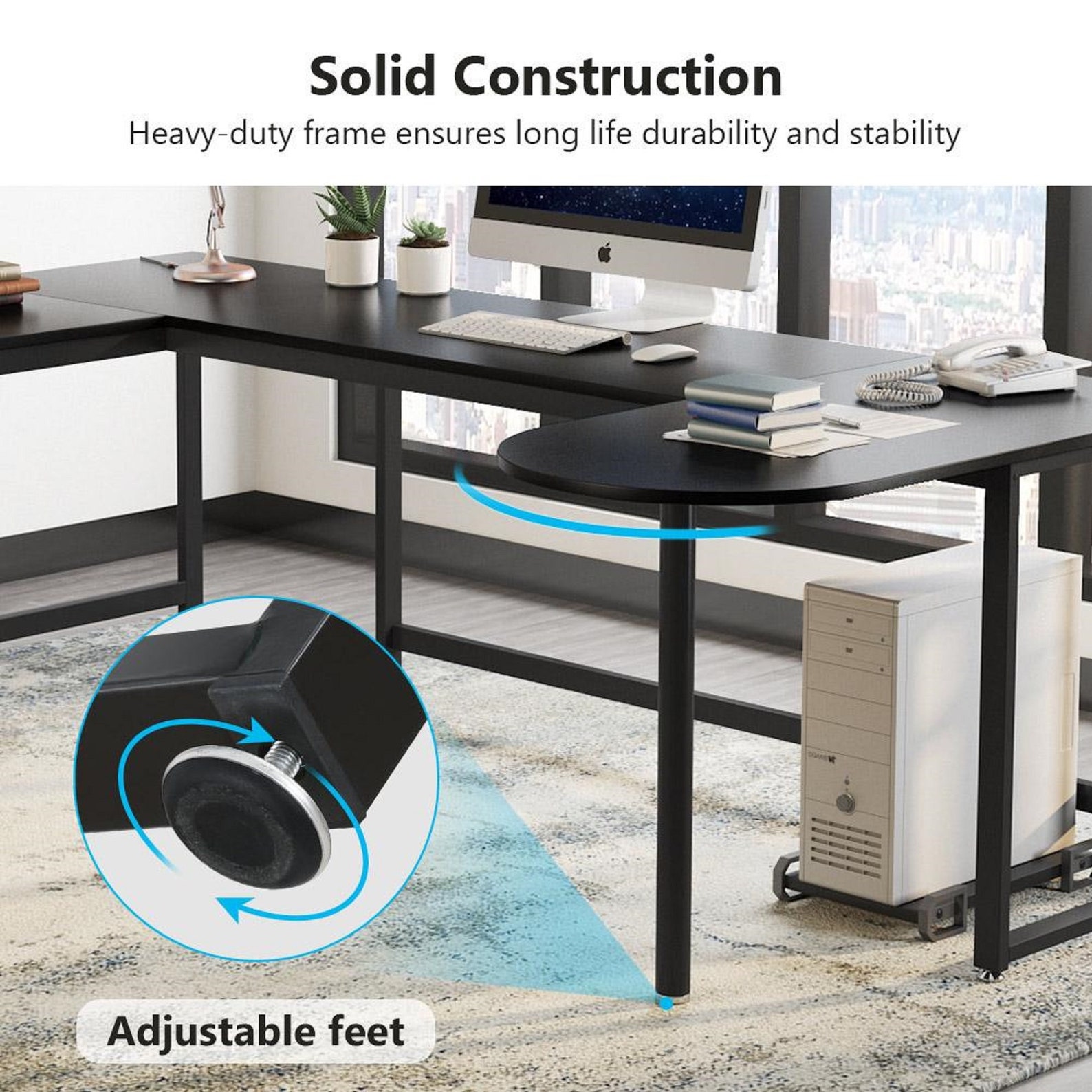 L-Shaped Desk Rustic U Shaped Corner Computer Desk with | Etsy