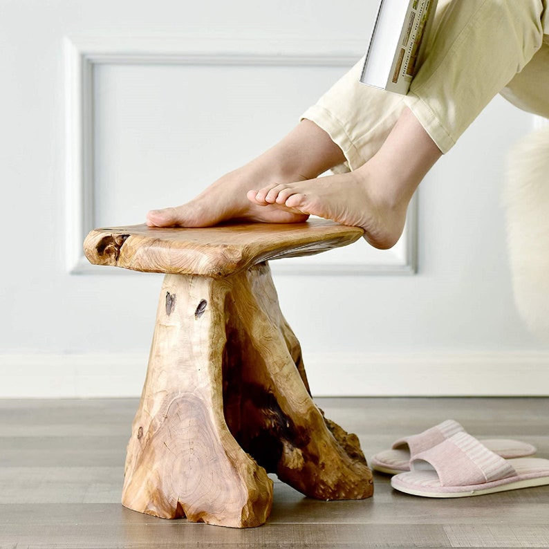 Tree Stump Stool Live Edge Natural Edge Side Table Plant Etsy