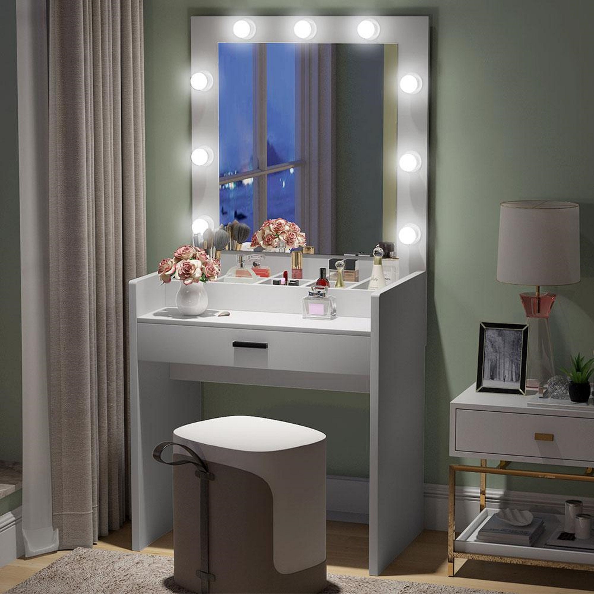 Vanity Set with Lighted Mirror Makeup Vanity with Cosmetic Etsy