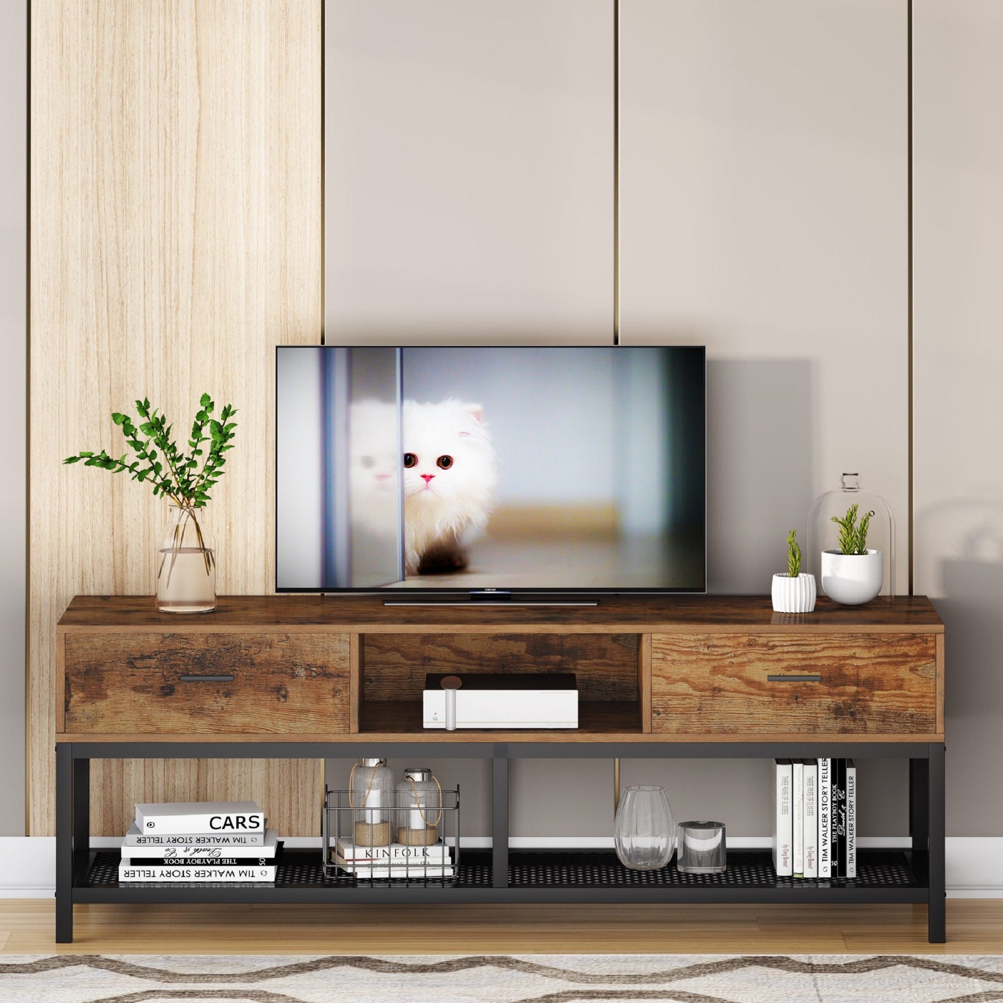 Soporte de soporte de TV industrial con mesa de consola de | Etsy