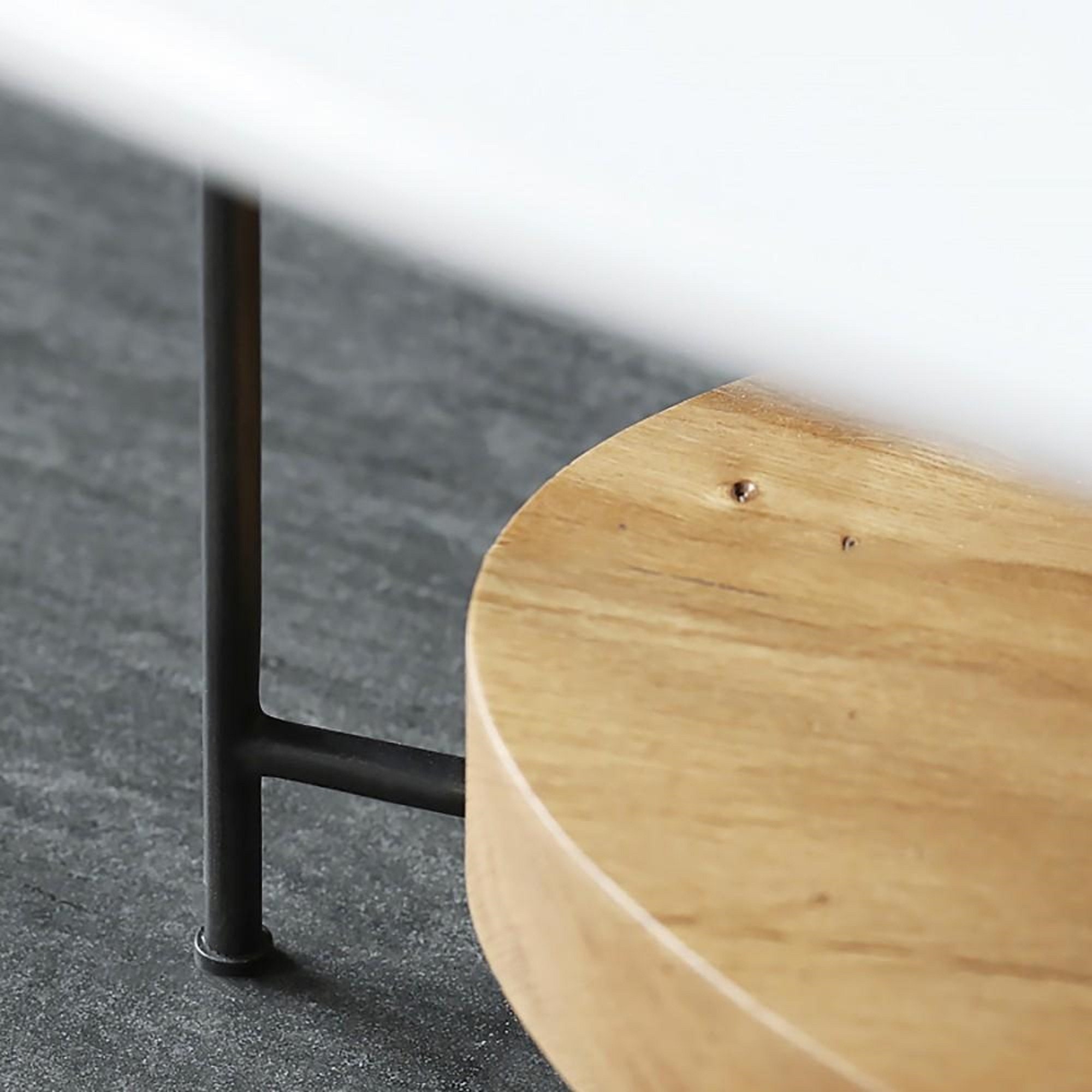 White & Natural Oval Coffee Table with Storage Shelf Etsy