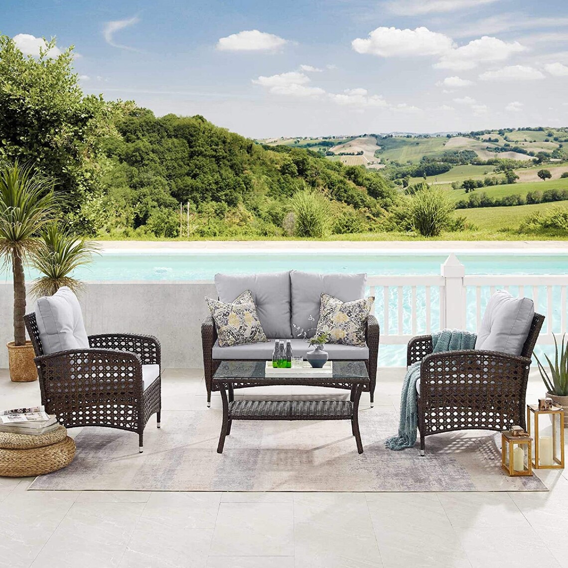 4 Pieces Outdoor Patio Furniture Sets with Waterproof Cover & Etsy