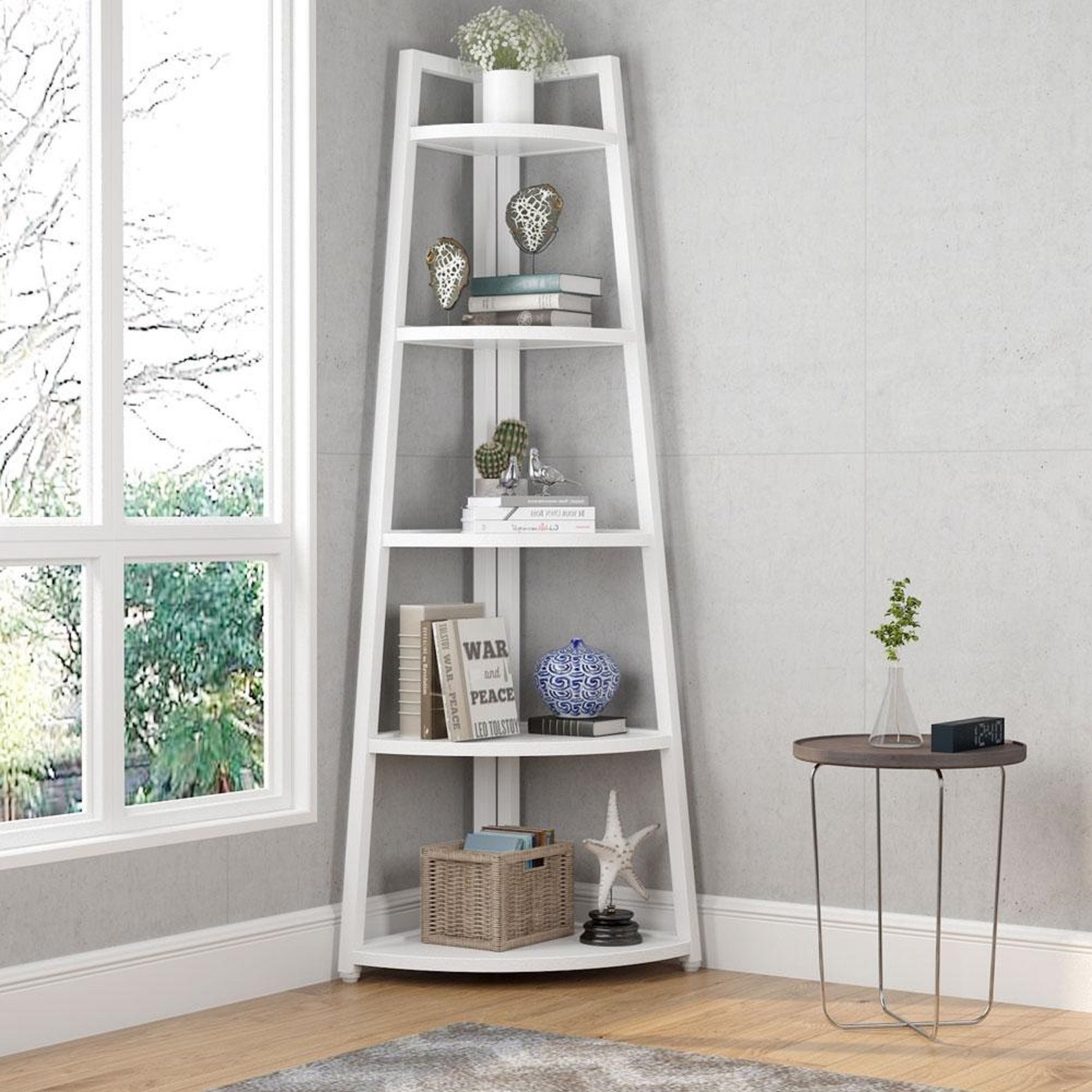 70 inch Tall Corner Shelf 5 Tier Rustic Corner Bookshelf Etsy