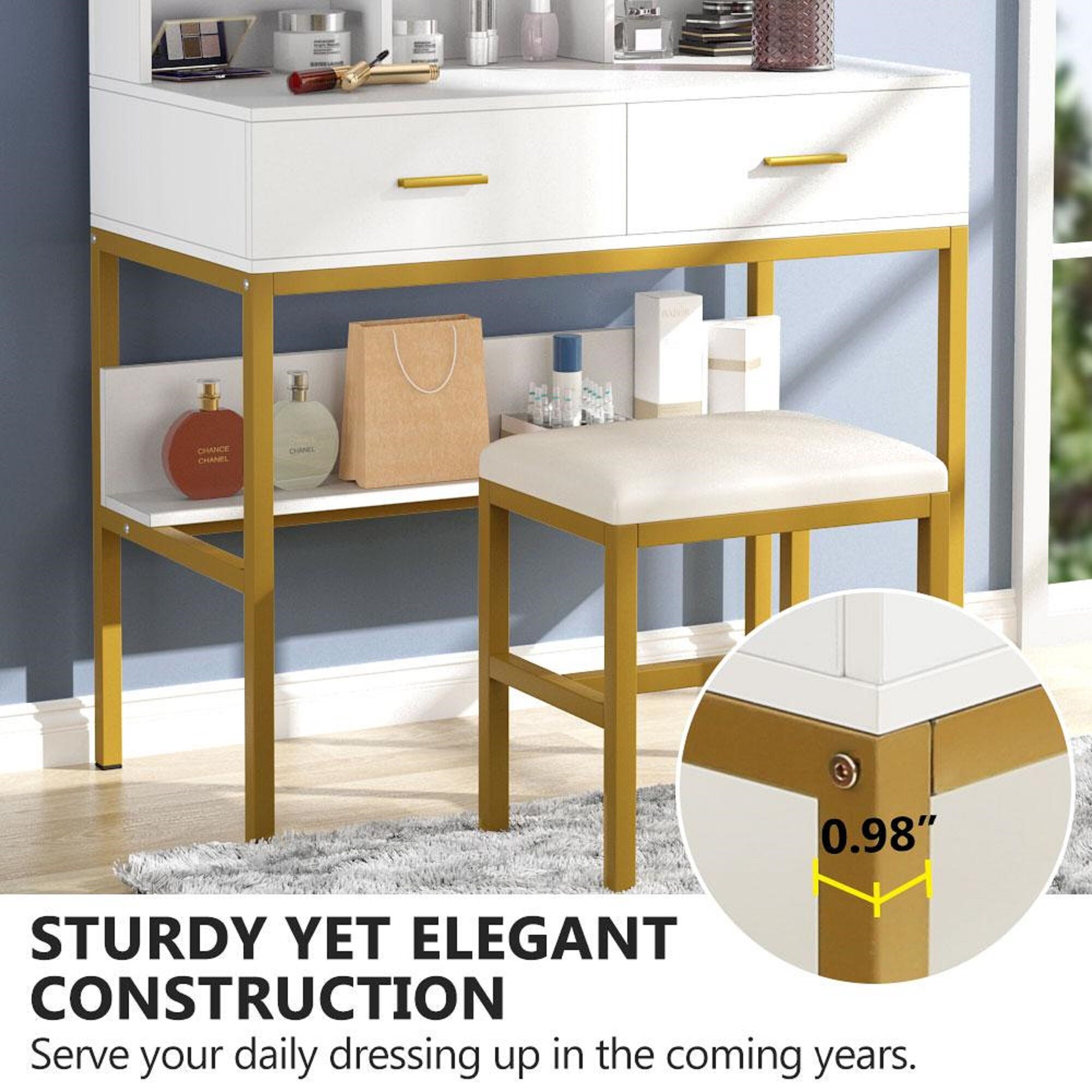 Vanity Table Set with Lighted Mirror & Stool Makeup Vanity Etsy