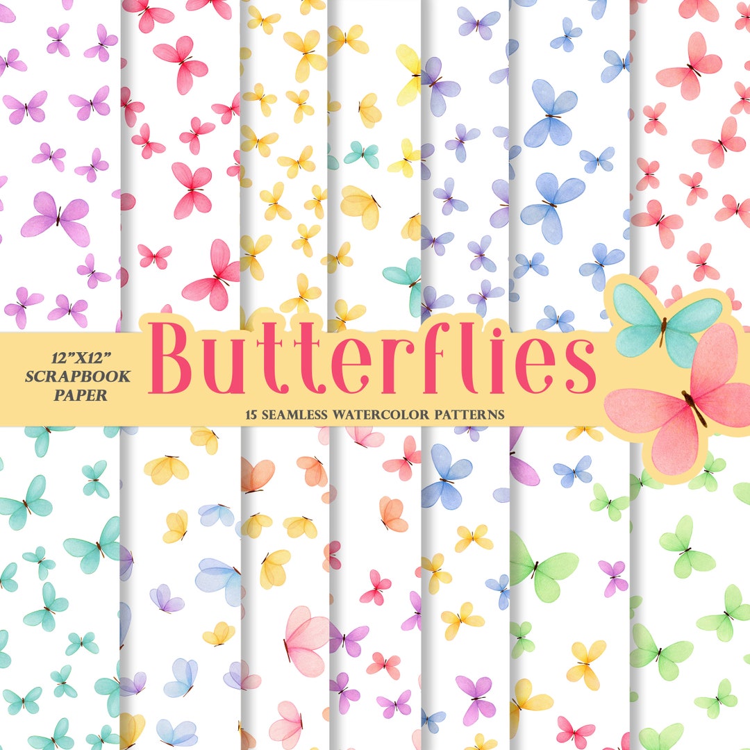 Butterfly Seamless Pattern 2, Watercolor Butterfly Digital Paper Pack ...