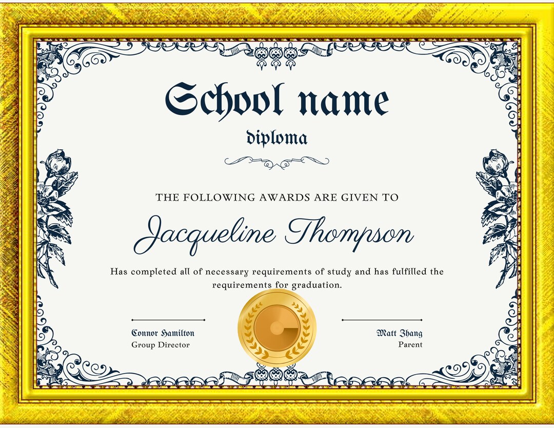 Homeschool Diploma Template, Certificate of Completion, Home School ...