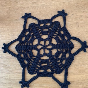 Crochet black skull doily table decoration