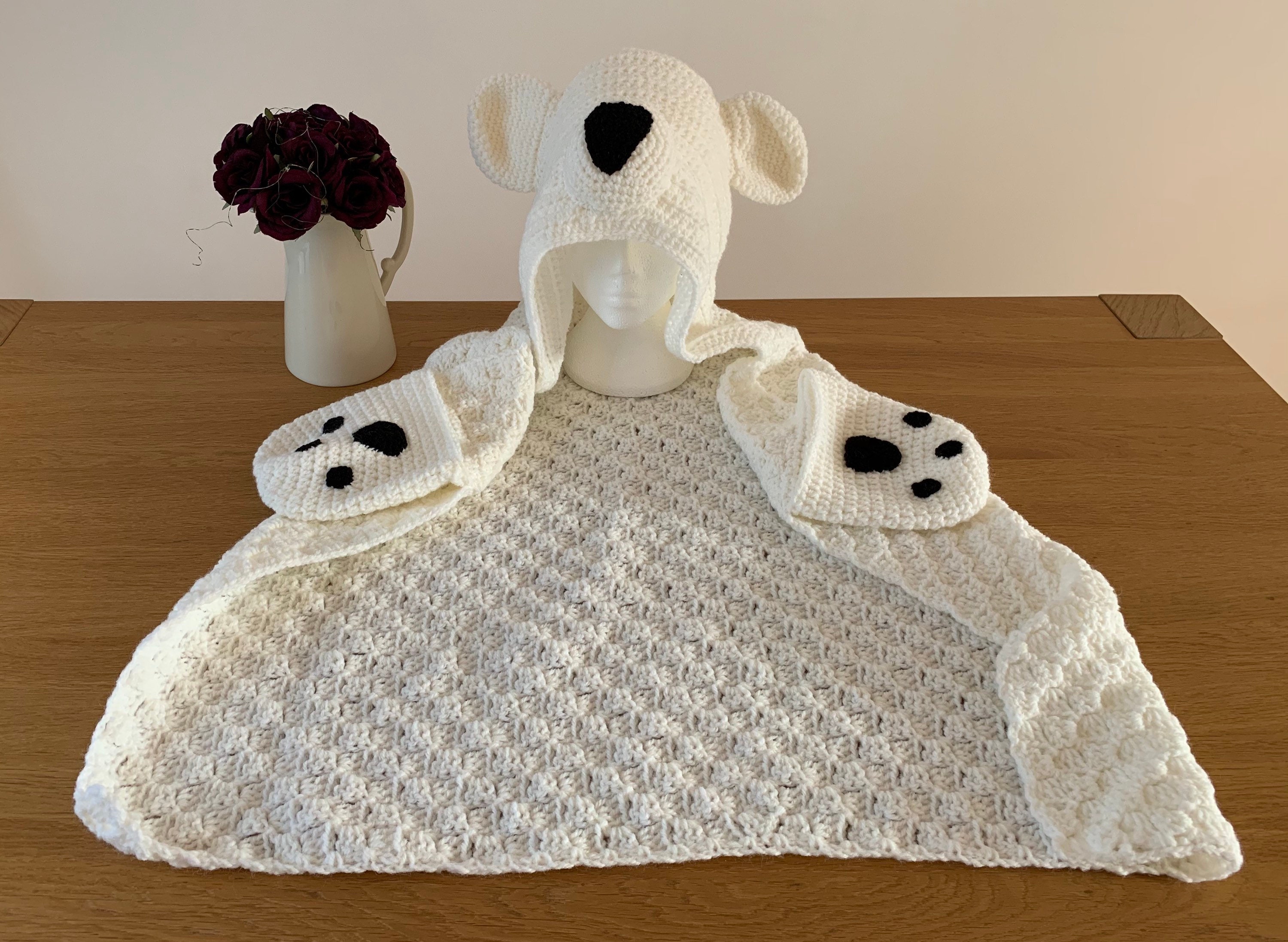 Crochet polar bear hooded blanket Etsy