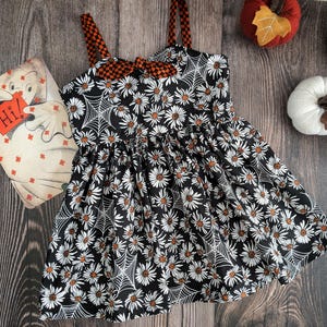 2T - Goth baby dress - Dark floral and spiderweb dress - Spooky baby outfit - Baby shower gift