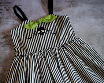 3T Beetlejuice inspired dress - goth baby dress - handmade - gothic - beetlejuice