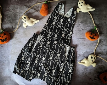 2T - Goth baby romper - Spooky toddler outfit - Skeletons - Baby shower gift