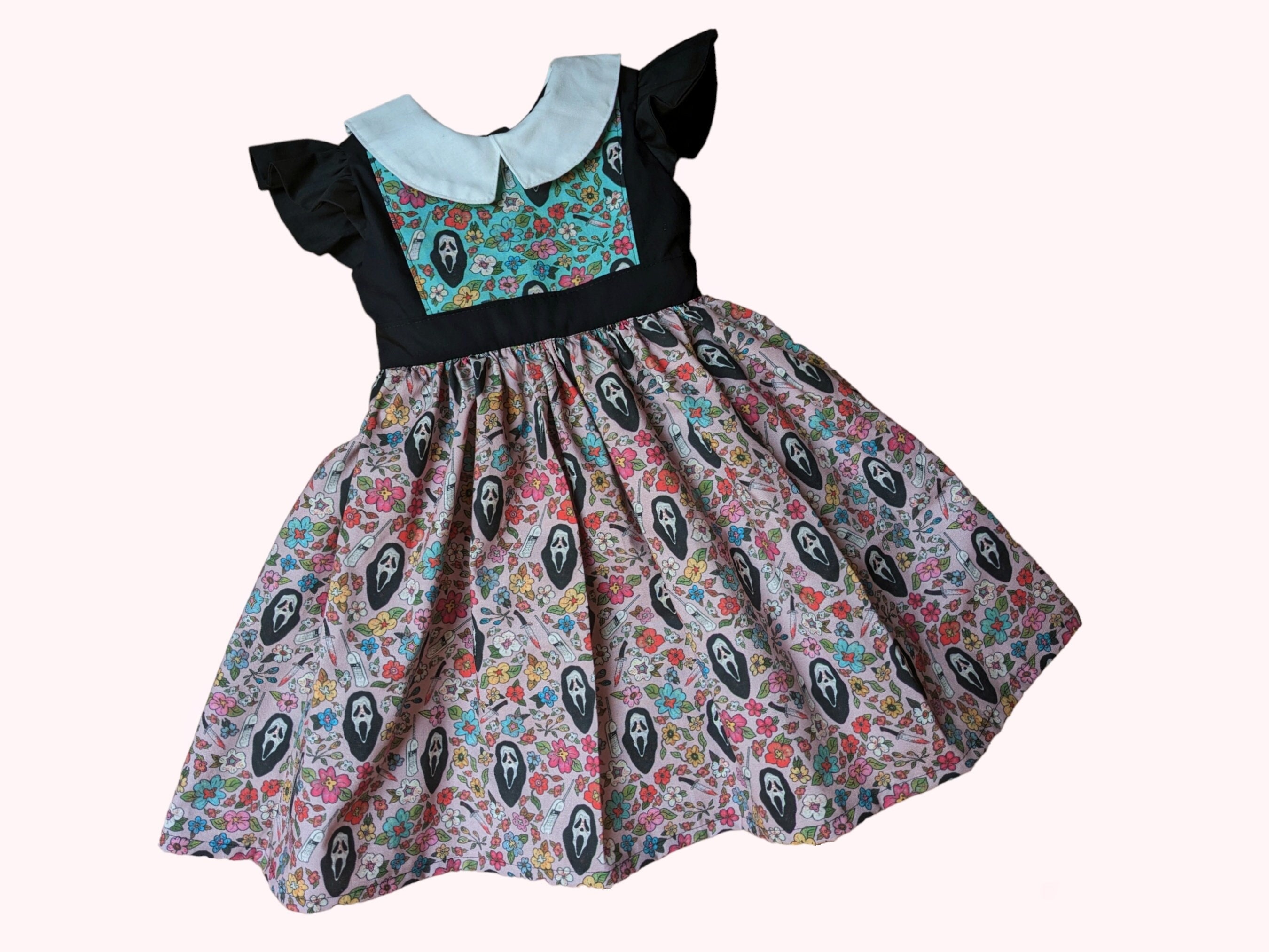 3T - Ghostface party dress - goth girl dress - handmade - spooky baby
