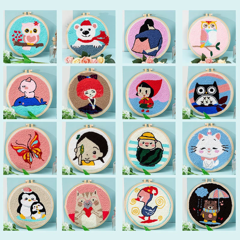 1 Set Animal Pattern Punch Needle Embroidery Kits Soft Yarn Etsy UK