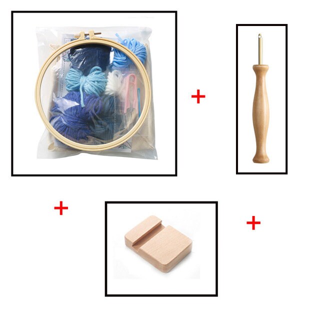 1 Set DIY Punch Needle Embroidery Kit With Hoop Needlework Etsy
